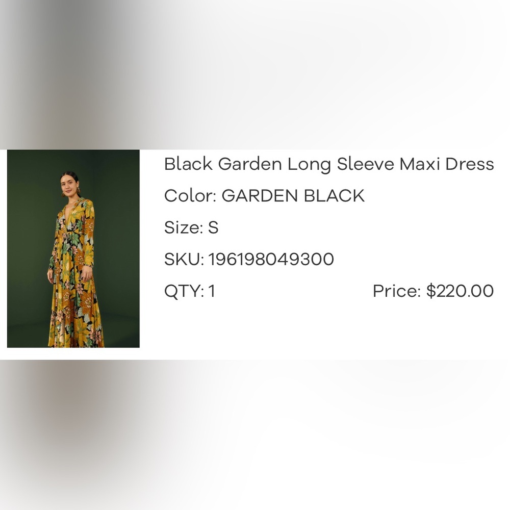 Farm Rio Black Garden Long Sleeve Maxi Dress